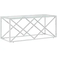 vidaXL Salontafel, 110x45x45 cm, roestvrij staal en glas