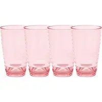 Eurotrail Set van 8x stuks onbreekbare kunststof camping/picknick water glazen/drinkglazen rood 400 ml - polycarbonaatglas