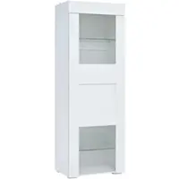 OKWISH Vitrinekast - Moderne Highboard Met LED - Verstelbare Glazen Planken - 60x40x170 cm - MDF - Wit