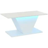 OKWISH Salontafels Koffietafel - Moderne V-vormige Salontafel met LED Verlichting - 100x50x46 cm - Spaanplaat - Wit