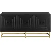 STILVORA Dressoir – Modern Mat Zwart Met Reliëfdeuren En 3 Dubbele Deuren – Grote Opbergruimte Zonder Binnenplanken – Spaanplaat – 160x38x75,5 cm – Zwart