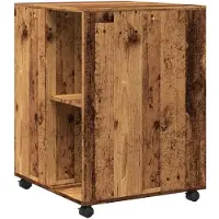 vidaXL Bijzettafel met wieltjes 55x60x78 cm bewerkt hout oud houtkleur