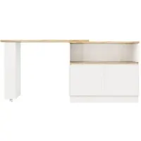OKWISH Dressoir – 360° Draaibaar Multifunctioneel Sideboard – Met Glazen Schuifdeur, Open Vakken En Laden – 90x45x100 cm – MDF Wit – Modern