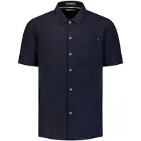 No-excess Regular Fit Linnen Overhemd donkerblauw, Effen