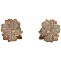 Behave - Oorclips dames - bloemmotief - bruin - 2 cm - vintage