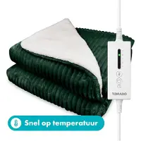 Tomado TEB1804G - Elektrische bovendeken - omslagdeken - Warmtedeken - Superzachte fleece stof - 180 x 130 cm - Groen