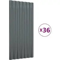 vidaXL Dakpanelen 36 st 80x36 cm gegalvaniseerd staal antracietkleurig