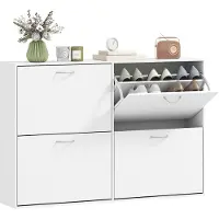 HOMCOM - Opklapbare schoenenkast - Hout - 120x24x81cm - Wit