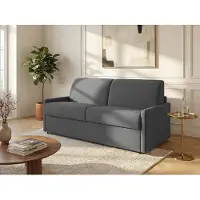 Vente-unique Vierzits express bedbank van stof CALIFE - Grijs - Slaap afmeting 160 cm - matras 22 cm