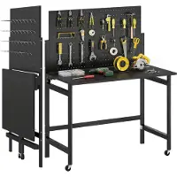 HOMCOM Werkbank - MDF, staal - 115 x 62 x 143,5 cm - Zwart
