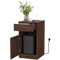 STILVORA Nachtkastje - Met Ladefunctie En Lade - Voor Slaapkamer En Logeerkamer - MDF In Notenhoutlook - 33x40x61,5 Cm - Bruin