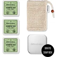 Störtebekker Premium Doucheset Hair - Vaste shampoo (100 g x3), sisalzakje + GRATIS aluminium zeepdoosje - Shampoo Bar Set - Solid shampoo Set- Handgemaakt in NL