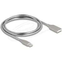 DeLOCK USB cable with metal sheath USB Type-A male to USB Type-C male PD 3.0 60 W 1 m silver