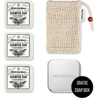 Störtebekker Premium Doucheset Hair - Vaste shampoo (100 g x3), sisalzakje + GRATIS aluminium zeepdoosje - Shampoo Bar Set - Solid shampoo Set- Handgemaakt in NL