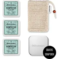 Störtebekker Premium Doucheset Hair - Vaste shampoo (100 g x3), sisalzakje + GRATIS aluminium zeepdoosje - Shampoo Bar Set - Solid shampoo Set- Handgemaakt in NL