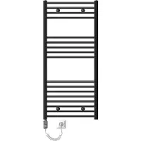 LuxeBath Elektrische badkamerradiator met verwarmingselement 900W 600x1200 mm antraciet recht met zijaansluiting & thermostaat-touchbediening