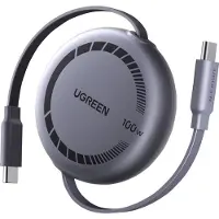 UGREEN Câble USB Type C rétractable 100 W 1 m Gris anodisé