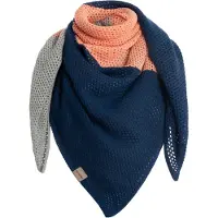 Knit Factory Lacey Sjaal Dames - Vierkante sjaal - Wollen sjaal - Dames sjaal - Blok motief - Earth Green - Roze/Licht Grijs/Donkerblauw - 120x120 cm