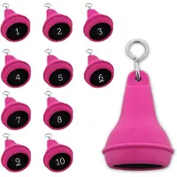 Combicraft Peervormige sleutelhangers 10 stuks (+ gravering 1 t/m 10) -Pink/Rozes (1 t/m