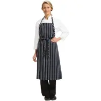 Chef Works Premium geweven schort blauw-wit gestreept
