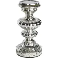 Ptmd Xmas jingle silver glass candleholder m