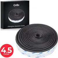 GrillX Kamado Glasvezel Pakking - 4,5 meter x 3 cm - Fiberglass BBQ Vilt - Incl. 2 Connectoren - Voor Alle Kamado's tot 26 inch
