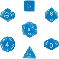 Chessex Opaque Lichtblauw wit Polydice Dobbelsteen Set 7 stuks.