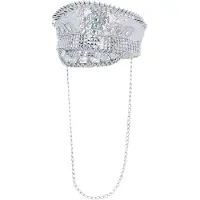 Fever - Deluxe Sequin Studded Captains Hat Kostuum Hoed - Zilverkleurig
