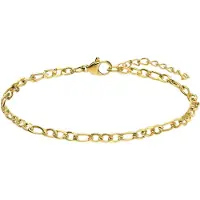 Lucardi Dames Stalen goldplated armband figaro 3mm - Armband - Staal - Goud - 22 cm