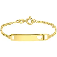Lucardi Meisjes Armbandje met hanger met plating - Hart - Cadeau - Echt Zilver - Goudkleurig
