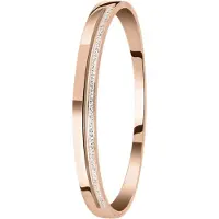 Lucardi Dames armband bangle rose wit kristal - Staal - Bangle - Cadeau - Stijlvol - Rosékleurig