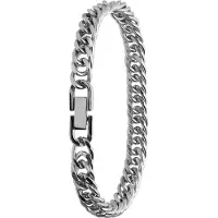 Lucardi - Kinder Stalen gourmet armband - Armband - Staal - Zilverkleurig - 15 cm
