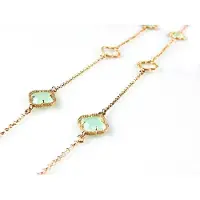 Sophie model Fiori open klavers collier in zilver roze verguld muntgroene klavers