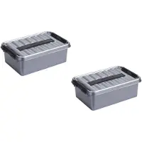 Sunware 8x stuks q-line opberg box/opbergdoos - 4 liter - 30 x 20 x 10 cm - kunststof - opslagbox - grijs