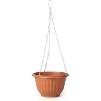 PlasticForte Hangpot + Muurhaak Bari - terracotta - D25 cm - kunststof - metaal - tuinaccessoires