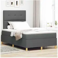 vidaXL LED boxspringbed met hoofdeinde, donkergrijs, 120 x 200 cm, gestoffeerd
