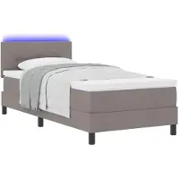 vidaXL Boxspringbed met matras, met LED-verlichting, taupe kleur, 90 x 190 cm, stoffen bekleding