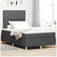 vidaXL LED boxspringbed met matras, donkergrijs, 120 x 190 cm, gestoffeerd