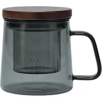 S|P Collection Luma Grey mok met glazen filter en deksel, 370 ml