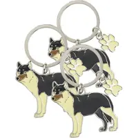 Nature Planet Metalen sleutelhanger van een wolf - 6x stuks - 5 cm - Dieren cadeau artikelen - Kinderen