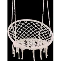 J-Line hangstoel Macramé + Kwastjes - polyester - beige