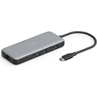 Digitus 8-poorts USB-C dockingstation, max. 4K/60Hz met HDR, HDMI, max. 2 MST-monitoren, USB-A 3.2 Gen2, Gigabit Ethernet, SD/Micro SD, PD 100W