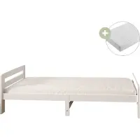 Sunny Olla Kinderbed van Hout in Wit | Peuterbed Inclusief Hybrid Matras 90x200 (14 cm, Hybrid foam, polyester hoes) | Volledige afmetingen (LxBxH): 205,5 x 98 x 61 cm