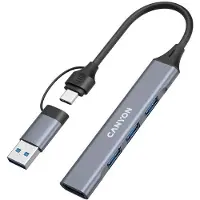 Canyon HUB DS-02, 4-in-1 USB-A/C, grijs