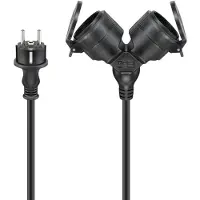 Goobay Verlengkabel 5 meter voor buiten | 2-voudig | Type F, CEE 7/3 | Max. 3680W | IP44 | Zwart