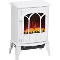 HOMCOM Elektrische Haard - Metaal - 39x23x56,5cm - Wit