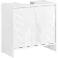 SoBuy wastafelonderkast 60cm, badkamerkast, badkamer meubel met verstelbare planken, vochtbestendig, wastafel voor kleine badkamers, model BZR157-W
