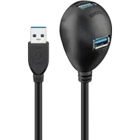 Goobay USB-A verlengkabel met standaard | extra laadpoort | USB3.0 5 Gbps | 7,5W | 1,5 meter