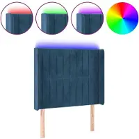 vidaXL Hoofdbord LED 83x16x118/128 cm fluweel donkerblauw