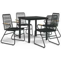 vidaXL 5-delige Tuinset PVC-rattan zwart